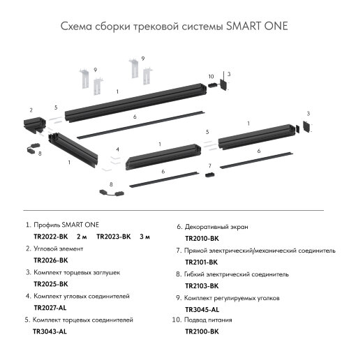 TR2025-BK Комплект торцевых заглушек для трека SMART ONE. Фото 4