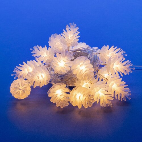 ULD-S0280-020-DTA WARM WHITE IP20 PINE CONES Гирлянда светодиодная Шишки , 20 светодиодов, 2.8 м, теплый белый, IP20, провод прозрачный. - фото 1