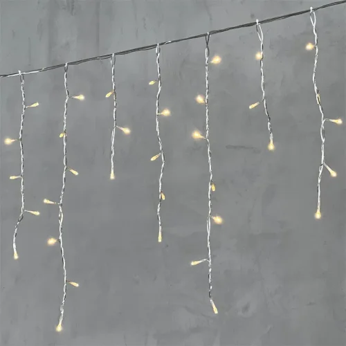 Гирлянда Бахрома 3,1 x 0,5 м Тепло-Белая 24В, 150 LED, Провод Прозрачный ПВХ, IP54. Фото 1.