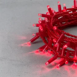 Гирлянда Нить с Колпачком 10м Красная 220В, 100 LED, Провод Красный ПВХ, IP65