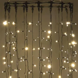 Гирлянда Занавес 2 x 2 м Тепло-Белый 220В, 400 LED, Провод Черный Каучук 2,3мм, IP65