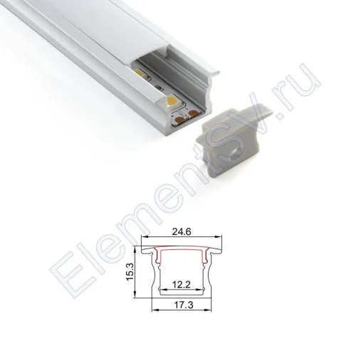Алюминиевый профиль 980 (2000x24,6/17,3x15,3мм с рассеивателем) - фото.
