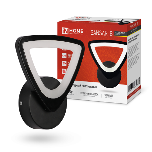 Светильник светодиодный ELEGANT SANSAR-B 15Вт 230В 3000-6500K 1050Лм STEP COLOR черный IN HOME - Фото