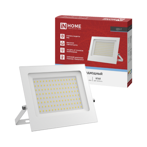 Прожектор светодиодный СДО-7 100Вт 230В 6500К IP65 белый IN HOME - Фото