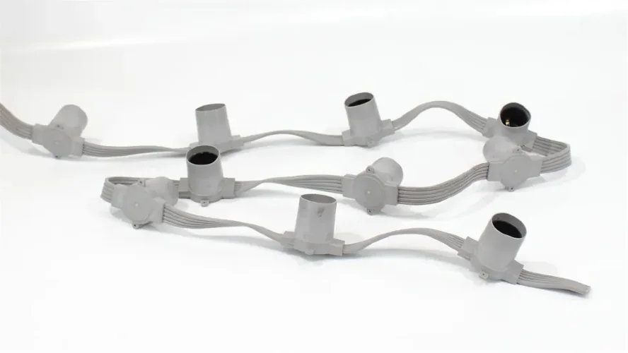 Белт-лайт патроны на шлейфе для лампочек E27 K7 (8 шт/м, пятижильный, серый) - фото I