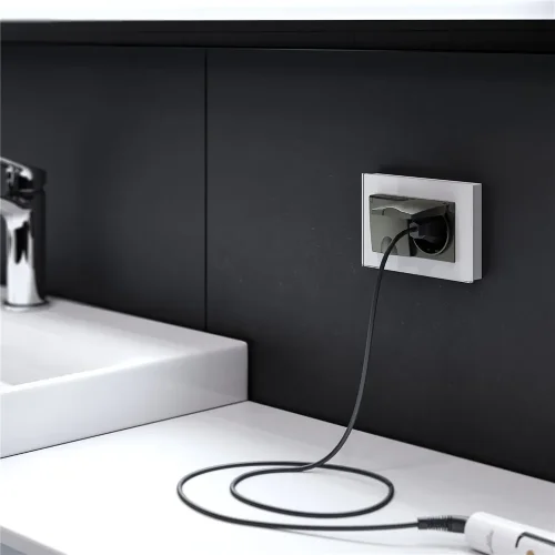 Розетка двойная влагозащ. с зазем. с защит. крышками и шторками (черный матовый) W1172208 - фото 2