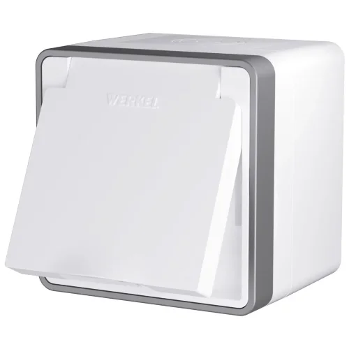 Розетка влагозащ. с зазем. с защит. крышкой и шторками Gallant белая W5071201 - фото