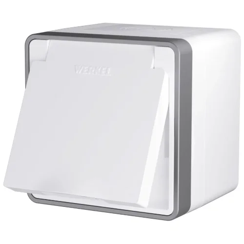 Розетка влагозащ. с зазем. с защит. крышкой и шторками Gallant белая W5071201 - фото