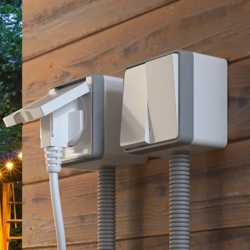 Розетка влагозащ. с зазем. с защит. крышкой и шторками Gallant белая W5071201 - фото 4