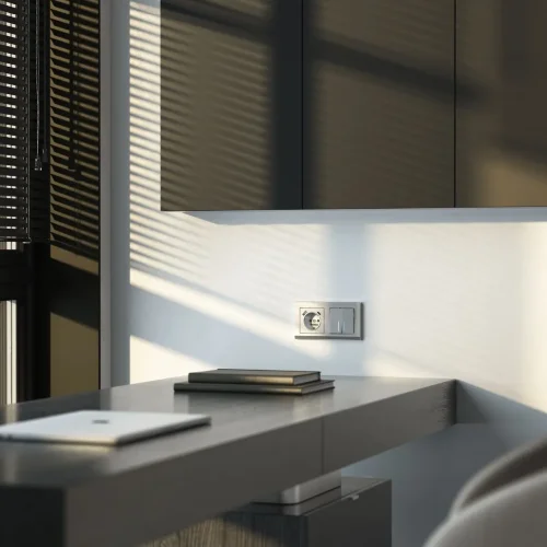 Рамка из пластика на 2 поста Stark серебряный W0021806 - фото 2