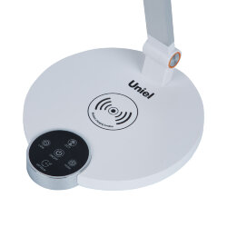 ULM-D113 18W-3000-6000K-DIM WHITE Светильник настольный светодиодный с беспроводной зарядкой телефонов, Сенсорный выключатель, Диммер, Белый, TM Uniel