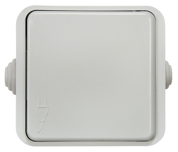 Розетка одинарная с крышкой AQUA белая полугерметичная 3110 IN HOME - Фото