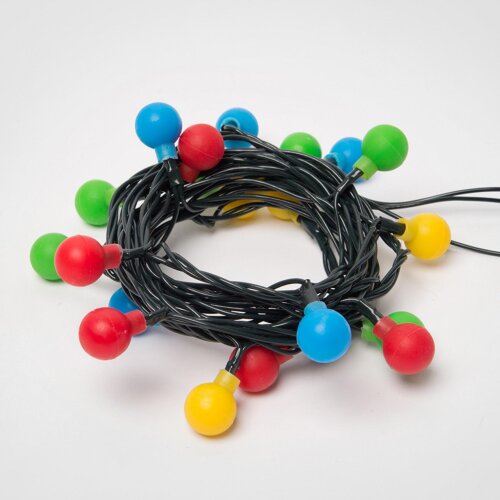 ULD-S0280-020-DGA MULTI IP20 COLORBALLS Гирлянда светодиодная с контроллером Разноцветные шарики, 20 светодиодов, длина 2.8 м, цвет свечения разноцветный, IP20, провод зеленый, упаковка- картон. - фото 4