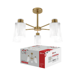 Люстра под лампу CLASSIC KINLI-СN-5E27CL-LT 5xЕ27 прозрачный плафон, латунный корпус IN HOME
