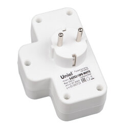 S-GES2-16PB WHITE Разветвитель сетевой с выключателем, с-з, 2 гнезда, 16А, 3500Вт, Белый