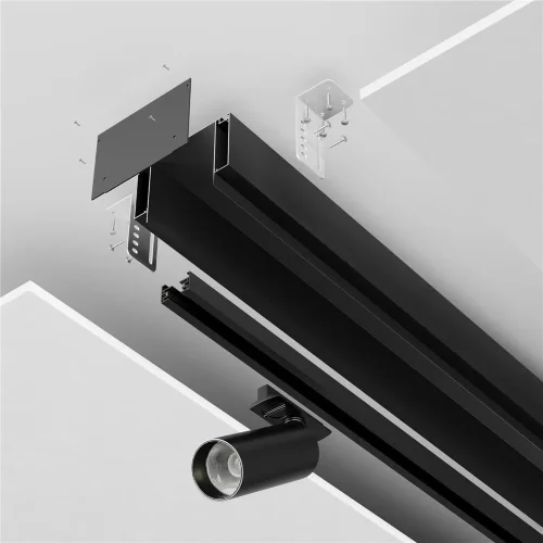 Алюминиевый профиль ниши скрытого монтажа для ГКЛ потолка (Черный) ALM-11681-PL-B-2M - фото 6
