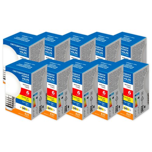 LED-G45-6W-3000K-E27-FR-SLF Набор из 10штук Лампа светодиодная, Форма шар, матовая, Серия Optima Филамент, Теплый белый свет 3000K - фото 1