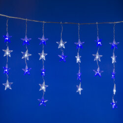 ULD-E5505-196-DTK WHITE-BLUE IP20 STARS-1 Занавес светодиодный фигурный Звёздочки-1, 5.5х 0.5м, 56 подвесов, 196 светодиодов, Белый и синий свет, Провод прозрачный.