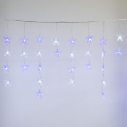 ULD-E5505-196-DTK WHITE-BLUE IP20 STARS-1 Занавес светодиодный фигурный Звёздочки-1, 5.5х 0.5м, 56 подвесов, 196 светодиодов, Белый и синий свет, Провод прозрачный.