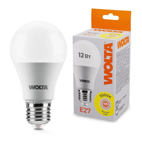 Светодиодная лампа WOLTA 25Y60BL12E27 12Вт 3000К E27 - фото 1.