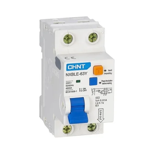Выключатель автоматический дифференциального тока 1п+N C 25А 30мА электрон. тип AC 4.5кА NXBLE-63Y (R) CHINT 105544 - фото