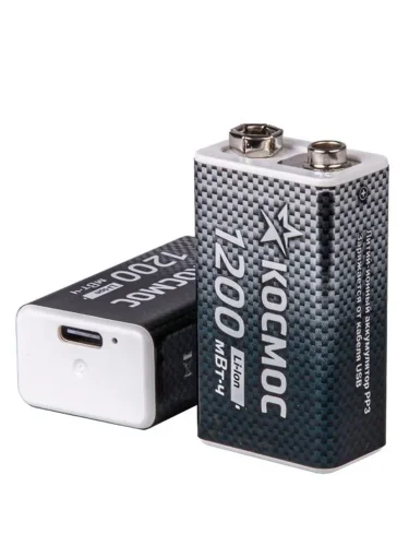 Аккумулятор крона Li-ion 9В 1200мАч (уп.2шт) КОСМОС KOCLi9V1200mAh2B - фото 3