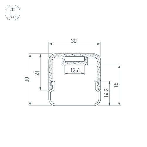 Профиль с экраном LINE-D-3030-2000 SQUARE BLACK+OPAL (Arlight, Алюминий) - фото 3