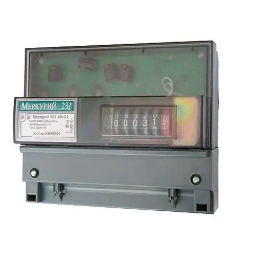 Счетчик Меркурий 231 AM-01 3ф 5-60А класс точн. 1.0 1 тариф. импульс. вых. на DIN-рейку мех. ОУ Инкотекс 00000032430 - фото