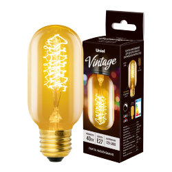 IL-V-L45A-40-GOLDEN-E27 CW01 Лампа накаливания Vintage, Форма цилиндр, длина 113 мм, Форма нити CW