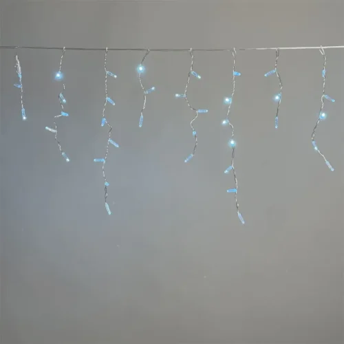 Гирлянда Бахрома с Колпачком 3,1 x 0,5 м Небесно-Голубая 220В, 120 LED, Провод Прозрачный ПВХ, IP65. Фото 1.