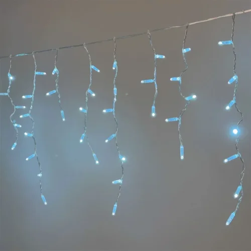 Гирлянда Бахрома с Колпачком 3,1 x 0,5 м Небесно-Голубая 220В, 120 LED, Провод Прозрачный ПВХ, IP65. Фото 2.