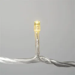 Гирлянда Нить 10м Тепло-Белая с Мерцанием Белого Диода 220В, 100 LED, Провод Прозрачный ПВХ, IP54