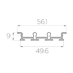 Профиль врезной алюминиевый тройной LC-LPV-0956-2 Anod