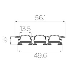 Профиль врезной алюминиевый тройной LC-LPV-0956-2 Anod