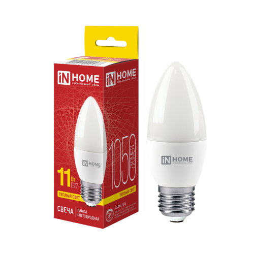 Лампа светодиодная LED-СВЕЧА-VC 11Вт 230В Е27 3000К 1050Лм IN HOME - Фото 2