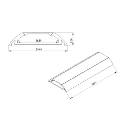 Алюминиевый профиль 781 (2000x38.6x8.5мм с рассеивателем)