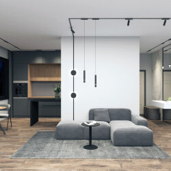 Светильник для трека Air, серия Linear 3000 со светодиодом, L230*W26*H36мм, 48V DC, 9W, RA?90, 120°, 3000K, IP20, черный, алюминий, Denkirs DK5300-BK