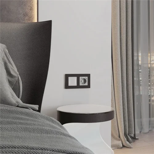 Рамка из поликарбоната на 2 поста Slab черный софт W0022908 - фото 4