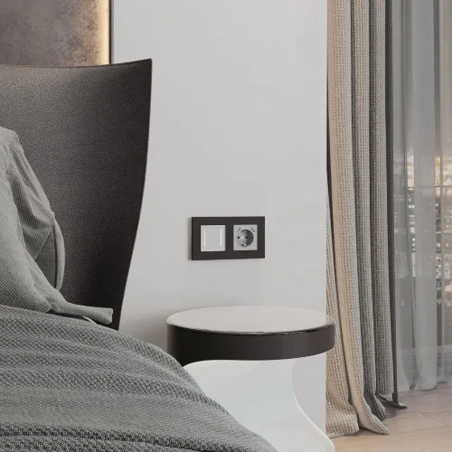 Рамка из поликарбоната на 2 поста Slab черный софт W0022908 - фото 4