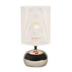 UML-B307 E14 SILVER-WHITE Светильник настольный декоративный под лампу Е14, 40W, Механический выключатель, Серебристый-Белый