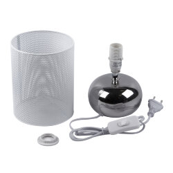 UML-B307 E14 SILVER-WHITE Светильник настольный декоративный под лампу Е14, 40W, Механический выключатель, Серебристый-Белый