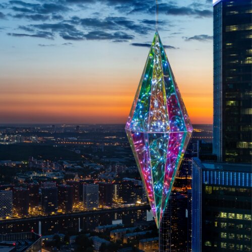 ULD-R506 3АА DIAMOND Светильник декоративный Брильянт, на батарейках 3AA не в-к, 100 светодиодов Белый свет, Цвет корпуса радужный, TM Uniel - фото 3