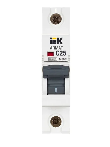 Выключатель автоматический модульный 1п C 25А M06N ARMAT IEK AR-M06N-1-C025 - фото 2