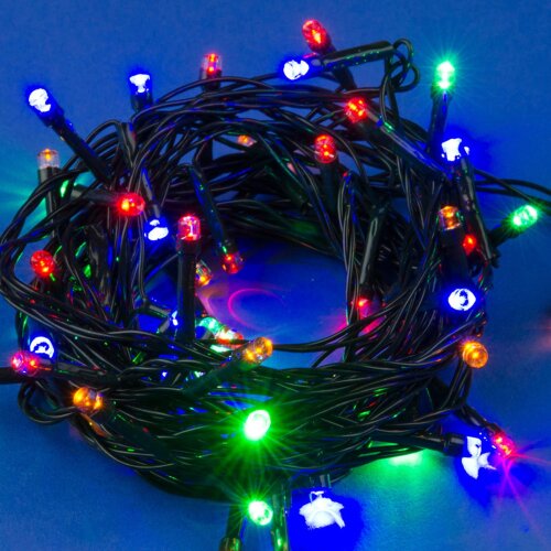 ULD-S0280-020-DGA MULTI IP20 Гирлянда светодиодная с контроллером, 20 светодиодов, длина 2.8 м, цвет свечения разноцветный, IP20, провод зеленый - фото 1