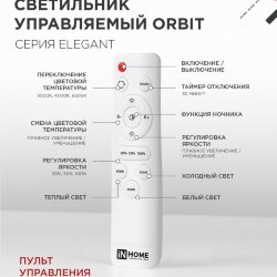 Светильник светодиодный ELEGANT ORBIT 120Вт 230В 3000-6500K 925х810х120мм c пультом ДУ белый IN HOME