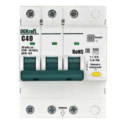 Выключатель автоматический дифференциального тока (АВДТ) 3P C 40А 30мА AC ДИФ-103 6кА DEKraft 16378DEK