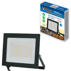 ULF-Q519 50W-3000K IP65 220-240V BLACK Прожектор светодиодный, Теплый белый свет3000К, Корпус черный, TM Volpe