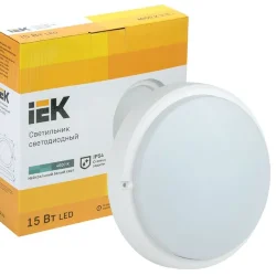 Светильник светодиодный ДПО 4003 15Вт 4000К IP54 круг бел. IEK LDPO0-4003-15-4000-K01