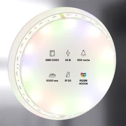 Светодиодная лента 24В 5050 14,4Вт/м Цветная (RGB) + 4000K 5м IP20 (Белый) 10177